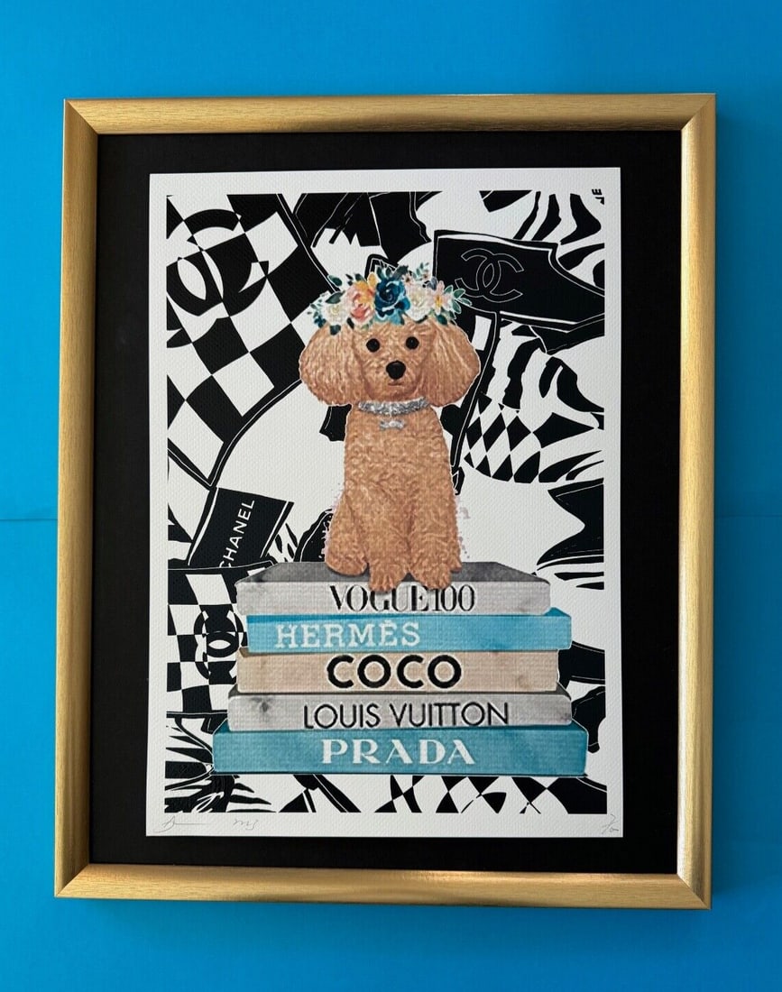 DEATH NYC Hand Signed LARGE Print COA Framed 16x20in Puppy Dog Coco Chanel @ (1 of 5)