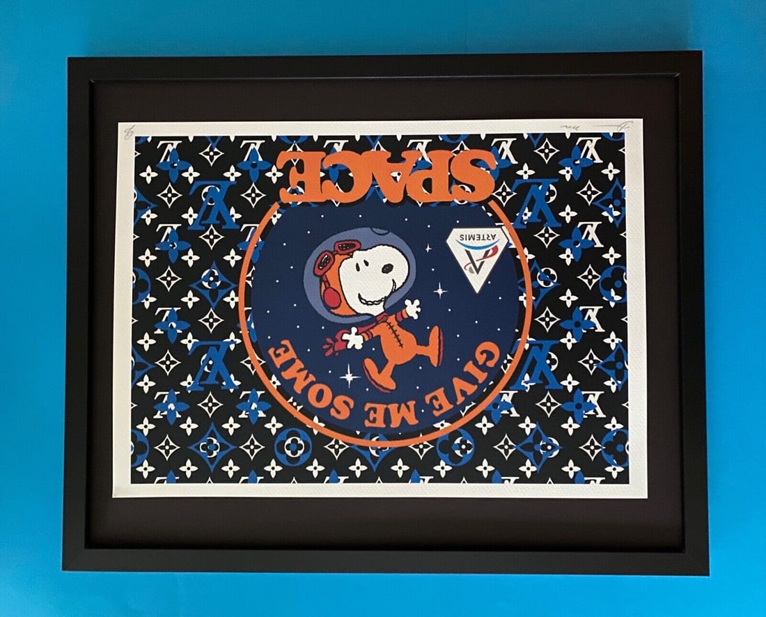 DEATH NYC Hand Signed LARGE Print Framed 16x20in COA SNOOPY ASTRONAUT SPACE B (1 of 5)