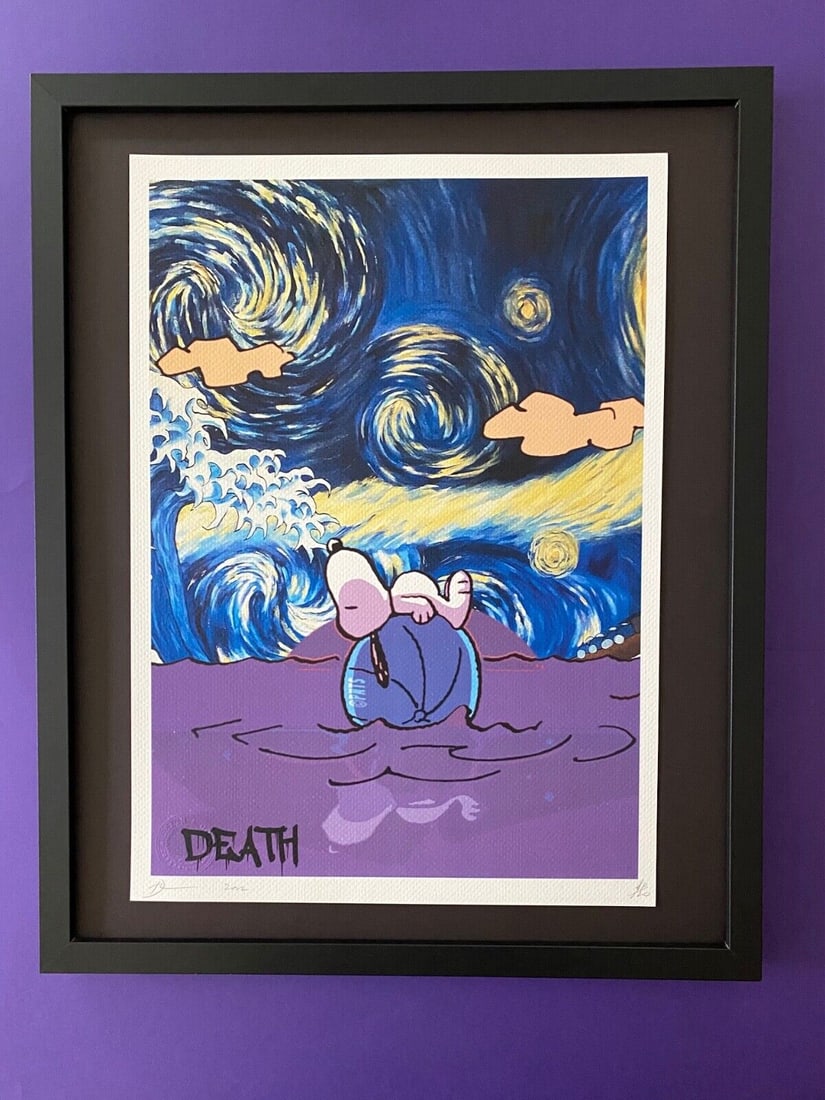 DEATH NYC Hand Signed LARGE Print Framed 16x20in COA SNOOPY PEANUTS SCHULZ N (1 of 5)