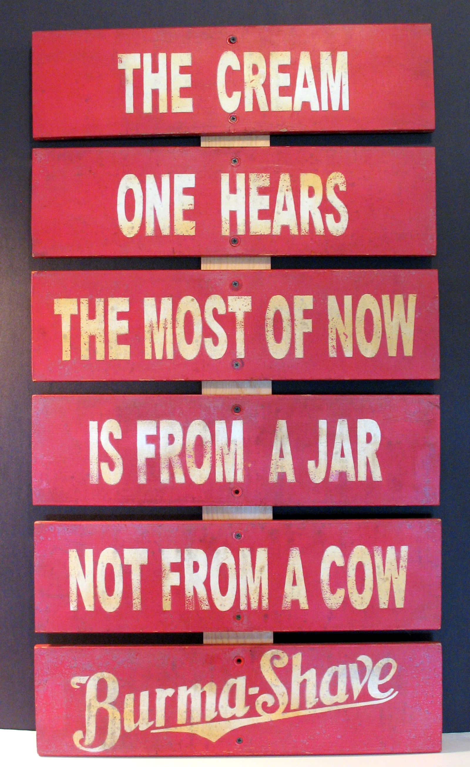 Set of vintage Burma Shave roadside signs. (1 of 5)
