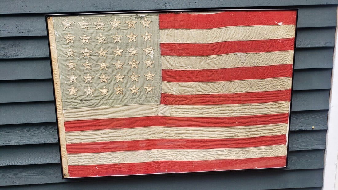 Rare Size 36 Star American Flag 1865 - 35 X 51" (1 of 10)
