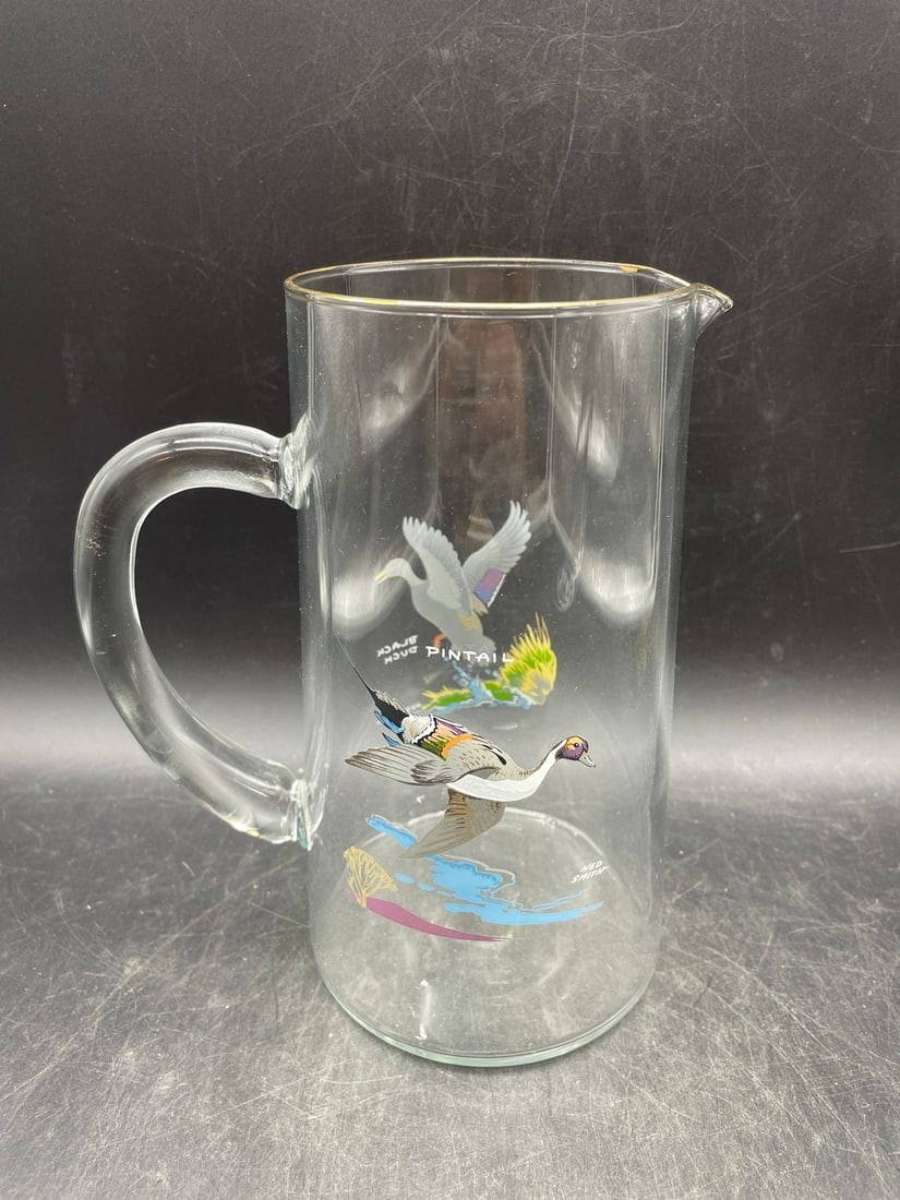 MCM NED SMITH GAME BIRD GLASS PITCHER FLOATING HANDLE (1 of 8)
