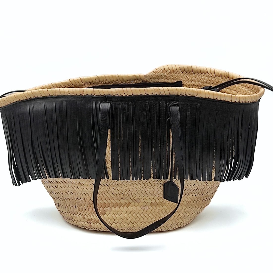 SAINT LAURENT maxi tote bag in wicker and leather (1 of 9)