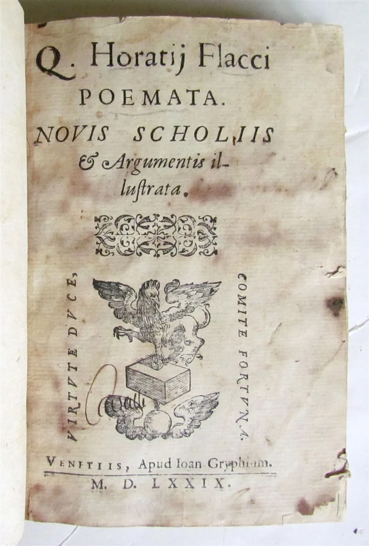 1579 HORACE POETRY in LATIN antique Q. HORATIJ FLACCI POEMATA: Q. HORATIJ FLACCI POEMATA. NOVIS SCHOLIIS Hard bound in 19th century. 151 lvs Size 4 by 5.5" Text in Latin Reserve: $250.00 Shipping: Domestic: Flat-rate of $25.00 to anywhere within the conti