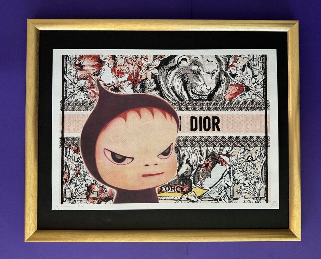DEATH NYC Hand Signed LARGE Print COA Framed 16x20in Dior Yoshitomo Nara Girl (1 of 5)
