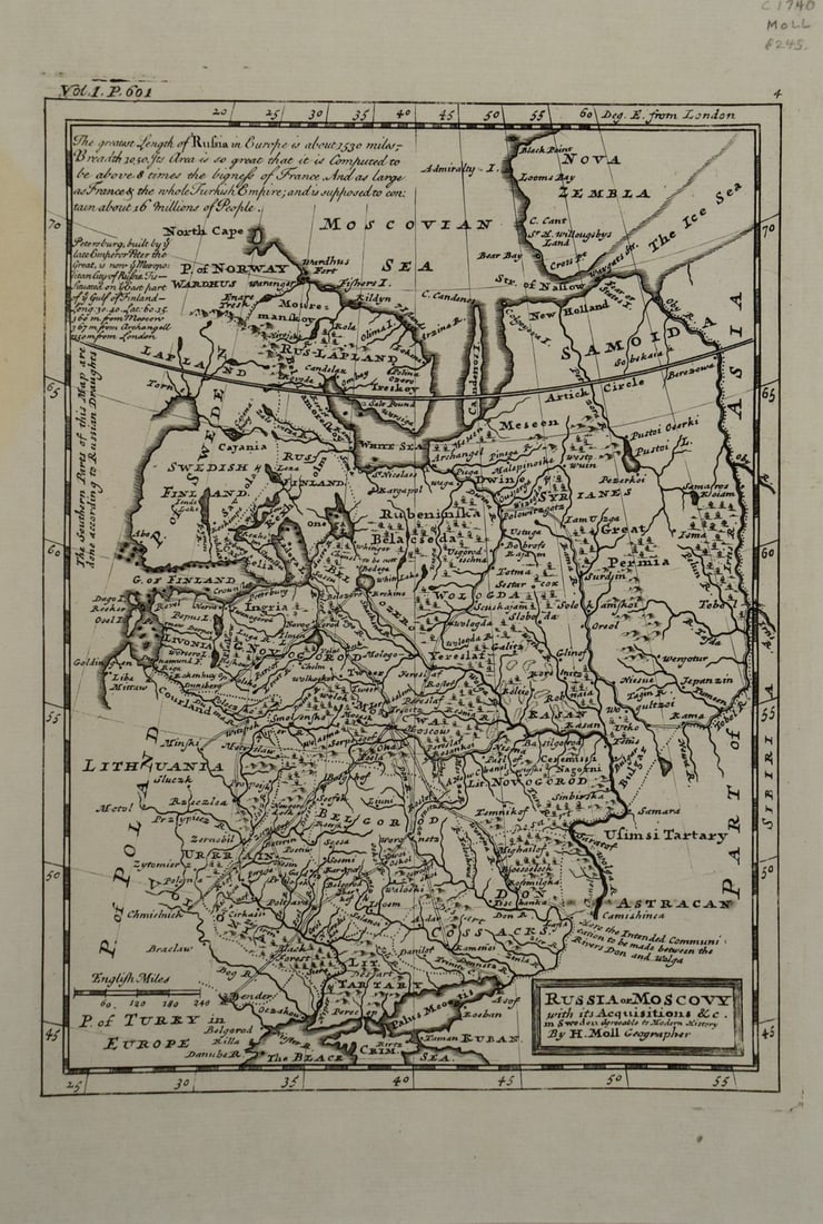 1745 Moll Map of European Russia -- Russia or Moscovy with its Acquisitions &c. in Sweden Agreeable (1 of 1)
