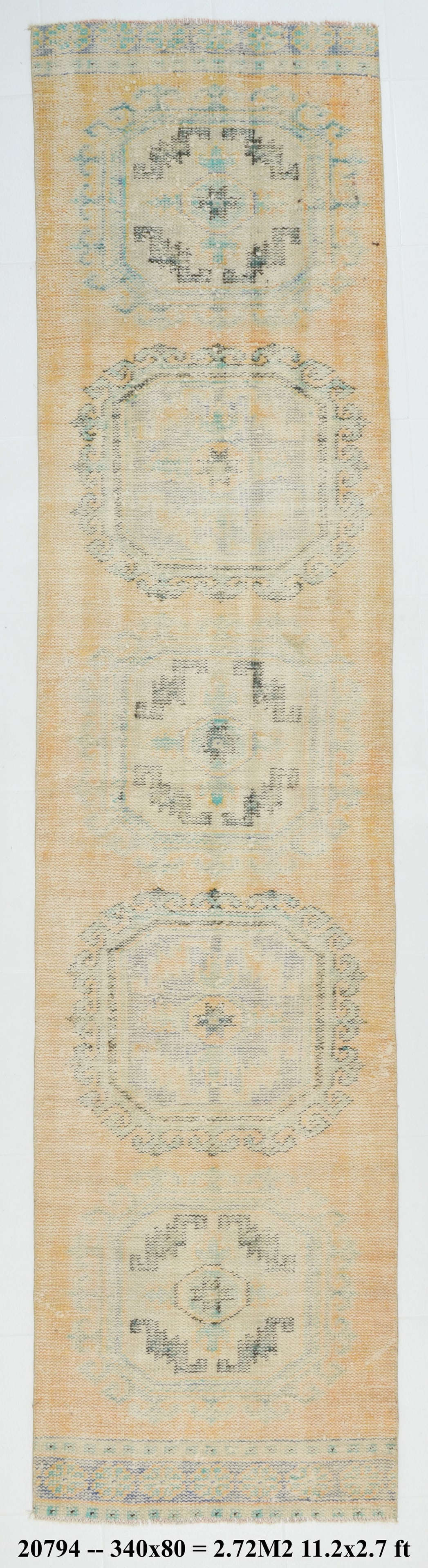 2' x 11' Vintage Turkish Runner Rug - 20794: Title: 2' x 11' Vintage Turkish Runner Rug - 20794 Description: Vintage Turkish Runner Rug Handmade, handwoven with traditional technique. Low pile, soft rug. Rug Condition: Fully cleaned and ready to