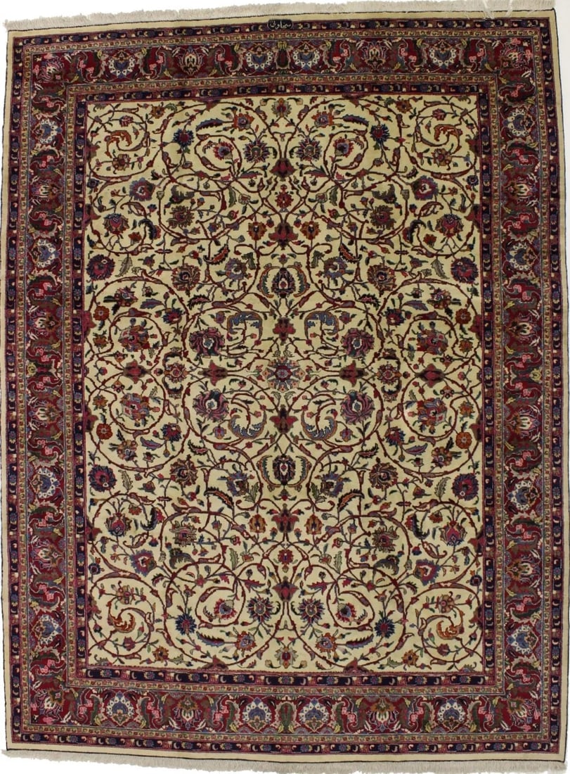 Semi Antique Cream Floral 10X13 Sarouk Persian Rug (1 of 20)