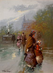 Oil painting Rainy weather Pietro Pantino: №Verne 23 *** ABOUT THIS PAINTING *** * TITLE: "Rainy weather" * ARTISTS: Pietro Pantino * SIZE: 50x70 cm/'19.68x27.55 inches' * MEDIUM: oil, canvas * HAND PAINTED: Original painting from our