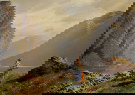 Oil painting Walk along the coast Louis Böhm: №Verne 35 *** ABOUT THIS PAINTING *** * TITLE: "Walk along the coast" * ARTISTS: Louis Böhm * SIZE: 50x70 cm/'19.68x27.55 inches' * MEDIUM: oil, canvas * HAND PAINTED: Original painting