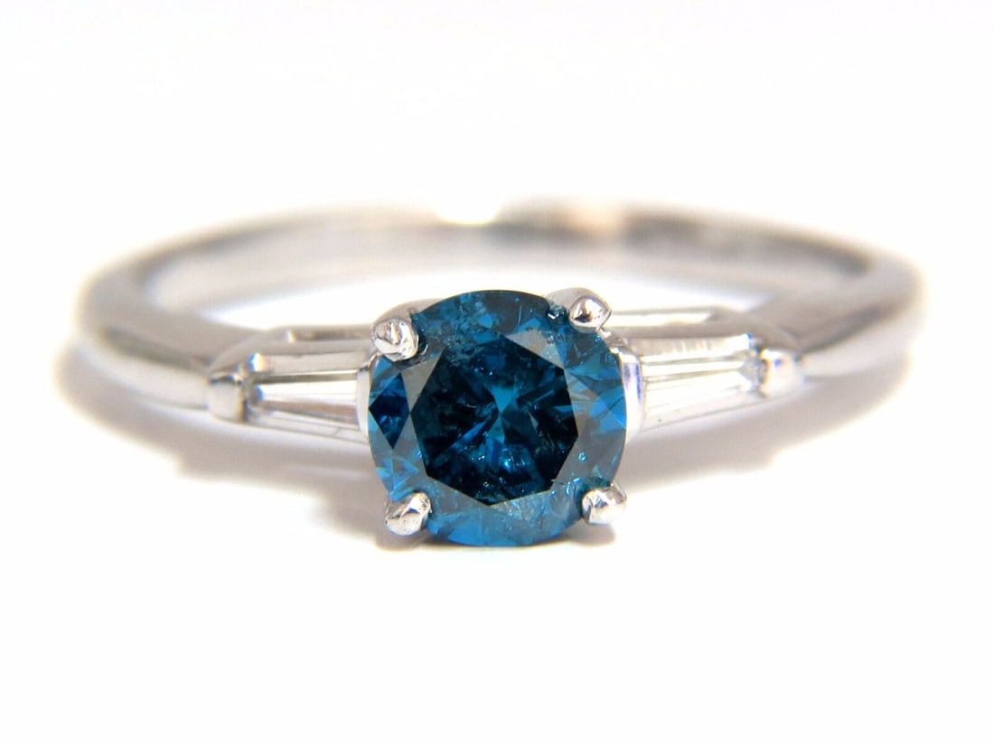 1.02CT METALLIC BLUE DIAMOND RING 14KT + (1 of 6)