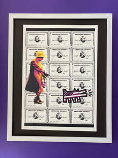 Death NYC Large Framed 16x20in Pop Art Certified Graffiti Queen Elizabeth Dog #: Up for Sale this Beautiful and Scarce Print by Pop Art Graffiti Master Artist Death NYC Hand Signed in Pencil Numbered X/100 or Proof This piece is mounted on a 20 x 16 in. black acid free black