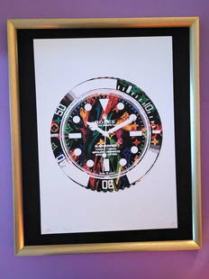 Death NYC Large Framed 16x20in Pop Art Certified Rolex Watch Murakami Dial LV *: Up for Sale this Beautiful and Scarce Print by Pop Art Graffiti Master Artist Death NYC Hand Signed in Pencil Numbered X/100 or Proof This piece is mounted on a 20 x 16 in. black acid free black