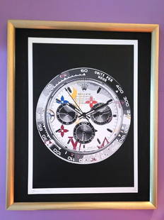 Death NYC Large Framed 16x20in Pop Art Certified Rolex Watch Murakami Dial LV *: Up for Sale this Beautiful and Scarce Print by Pop Art Graffiti Master Artist Death NYC Hand Signed in Pencil Numbered X/100 or Proof This piece is mounted on a 20 x 16 in. black acid free black