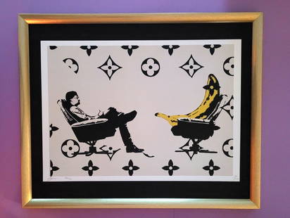 Death NYC Large Framed 16x20in Pop Art Certified Psychiatric Therapy LV *: Up for Sale this Beautiful and Scarce Print by Pop Art Graffiti Master Artist Death NYC Hand Signed in Pencil Numbered X/100 or Proof This piece is mounted on a 20 x 16 in. black acid free black board