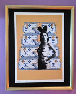 Death NYC Large Framed 16x20in Pop Art Certified Kate Moss Louis Vuitton Case *: Up for Sale this Beautiful and Scarce Print by Pop Art Graffiti Master Artist Death NYC Hand Signed in Pencil Numbered X/100 or Proof This piece is mounted on a 20 x 16 in. black acid free black