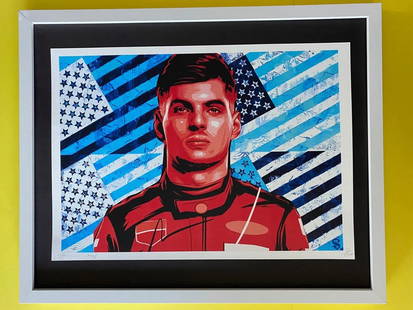 Death NYC LG Framed 16x20in Pop Art Original Certified / Max Verstappen F1 / 2: Up for Sale this Beautiful and Scarce Print by Pop Art Graffiti Master Artist Death NYC Hand Signed in Pencil Numbered X/100 or Artist Proof This piece is mounted on a 20 x 16 in. black acid