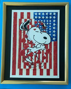 DEATH NYC Hand Signed LARGE Print Framed 16x20in COA SNOOPY JASPER JOHNS POP ART: This is a Stunning and Scarce 100% Authentic New Print by Death NYC "PEANUTS" Hand Signed and Numbered in Pencil by the Artist Limited Edition of 100 Large Size: 45cm x 32cm About 18x13in Fine Art 300