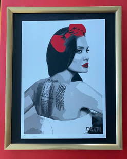 DEATH NYC Hand Signed LARGE Print Framed 16x20in COA POP ART ANGELINA JOLIE: This is a Stunning and Scarce 100% Authentic New Print by Death NYC " ANGELINA " Hand Signed and Numbered in Pencil by the Artist Limited Edition of 100 Large Size: 45cm x 32cm About 18x13in 