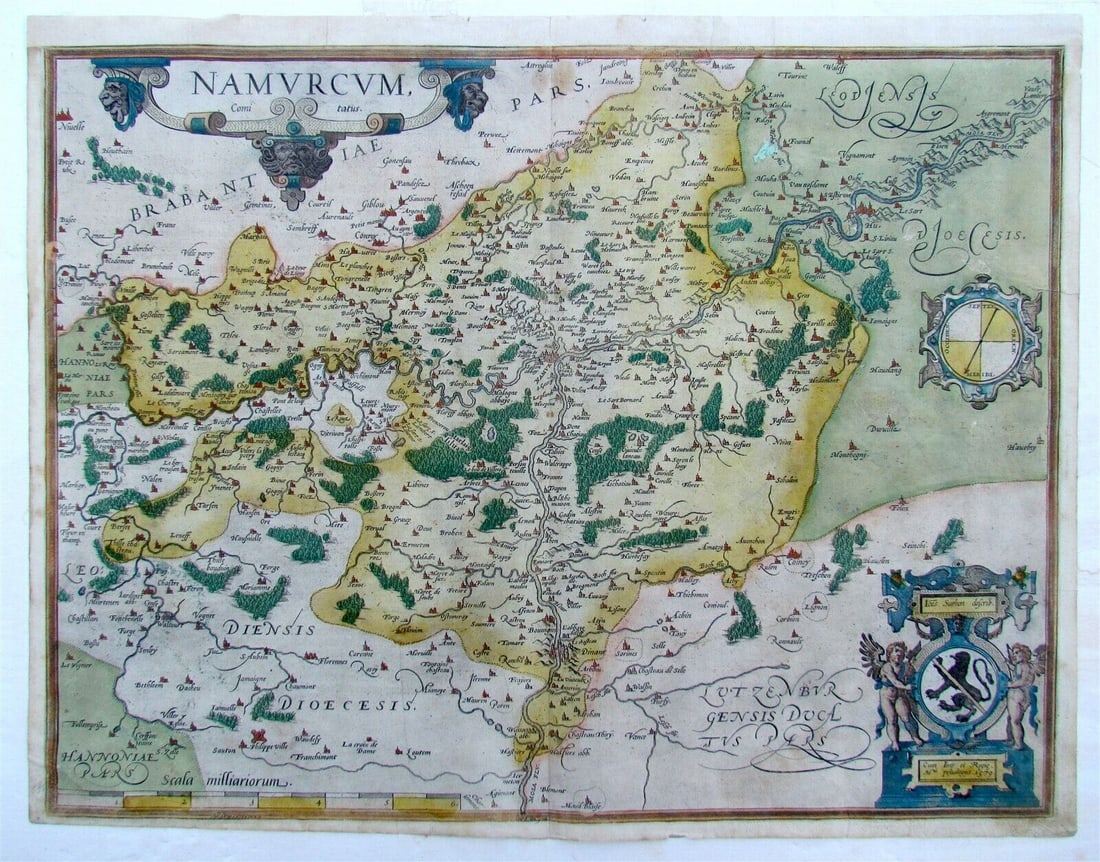 1579 dated MAP of NAMUR BELGIUM antique 16 by 20.5" (1 of 6)
