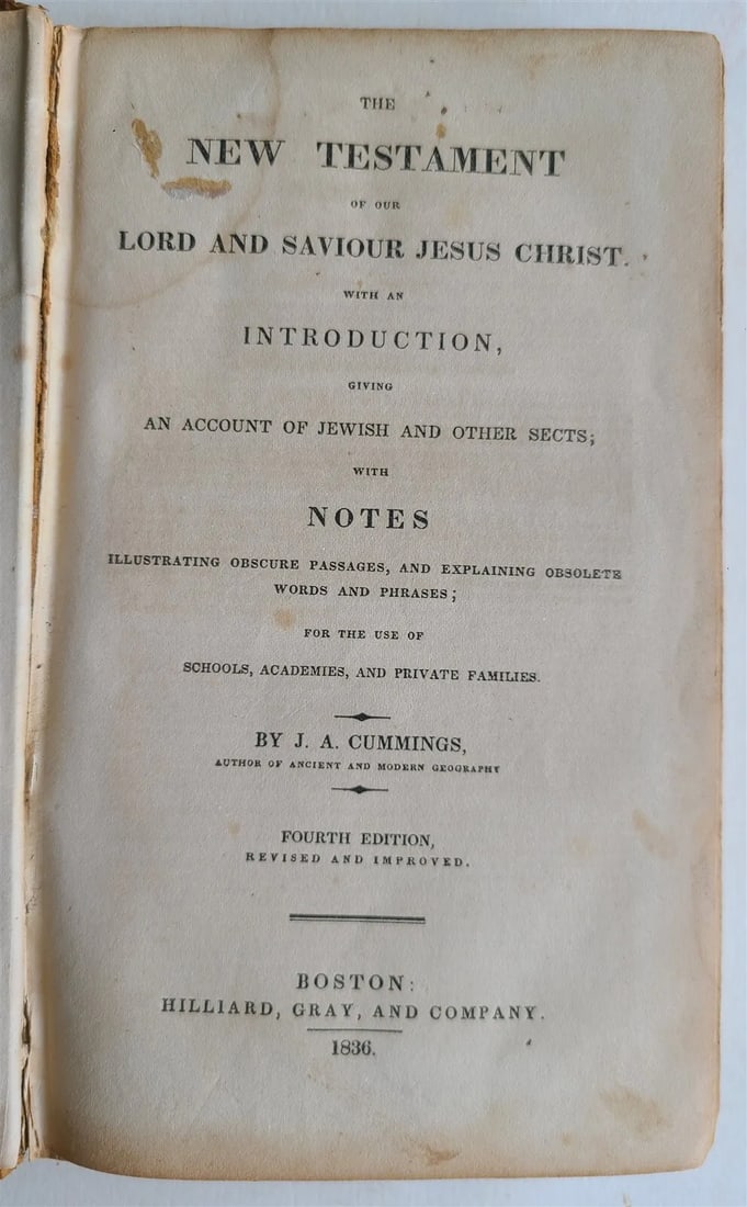 1836 BIBLE in ENGLISH antique NEW TESTAMENT BOSTON Americana (1 of 6)