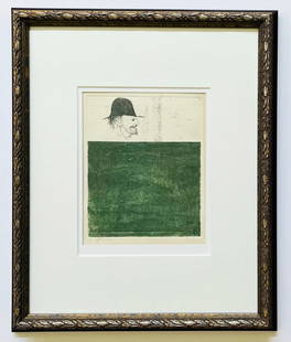 Leonard Baskin Original Color Etching Signed 1979 framed: Artist: Leonard Baskin Country: USA Title: Ezra Pound - it is pitiable Medium: Original Color Etching Marks: Pencil signed and numbered E.A Published: 1964 Paper size: Wove 9 7/8 x 7 7/8 inch Conditio