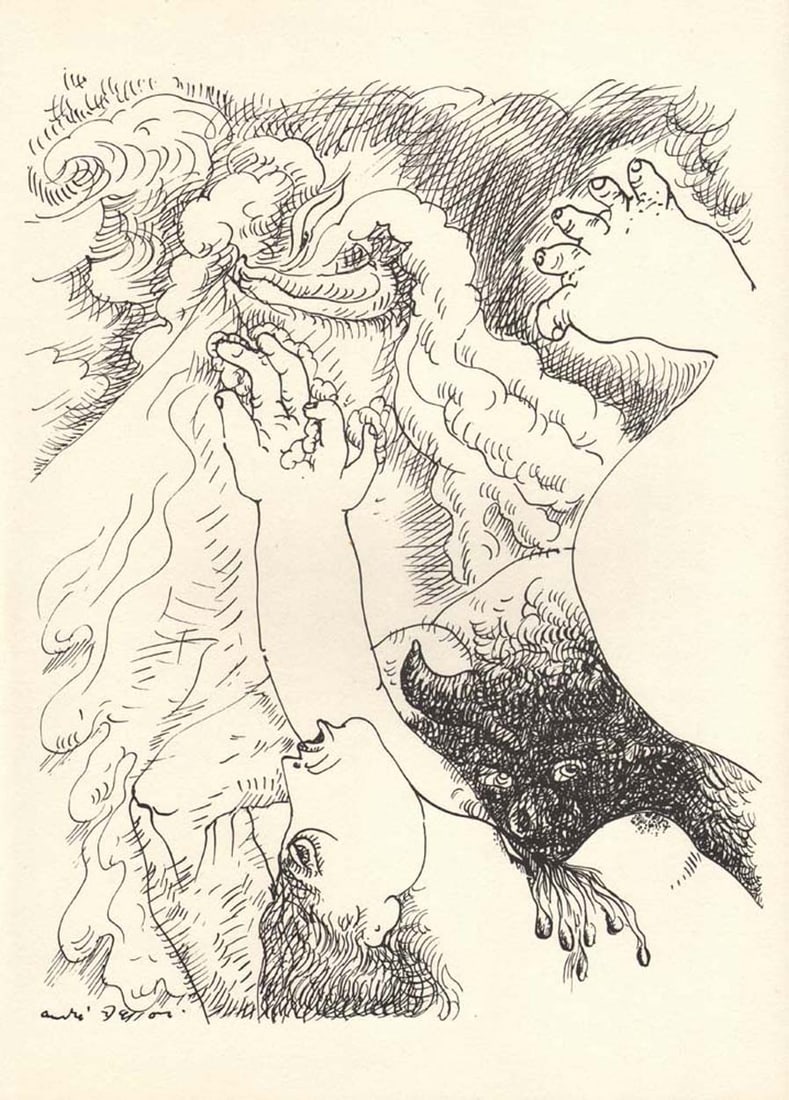 Andre Masson Lithograph 1988 Untitled N6-1: Artist: Andre Masson Country: France Title: Untitled N6-1 Medium: Lithograph not signed nor numbered Printed: 1988 by L'imprimerie Arte, France Paper: Heavy paper 14.50 x 10.50 inch Provenance: Revue