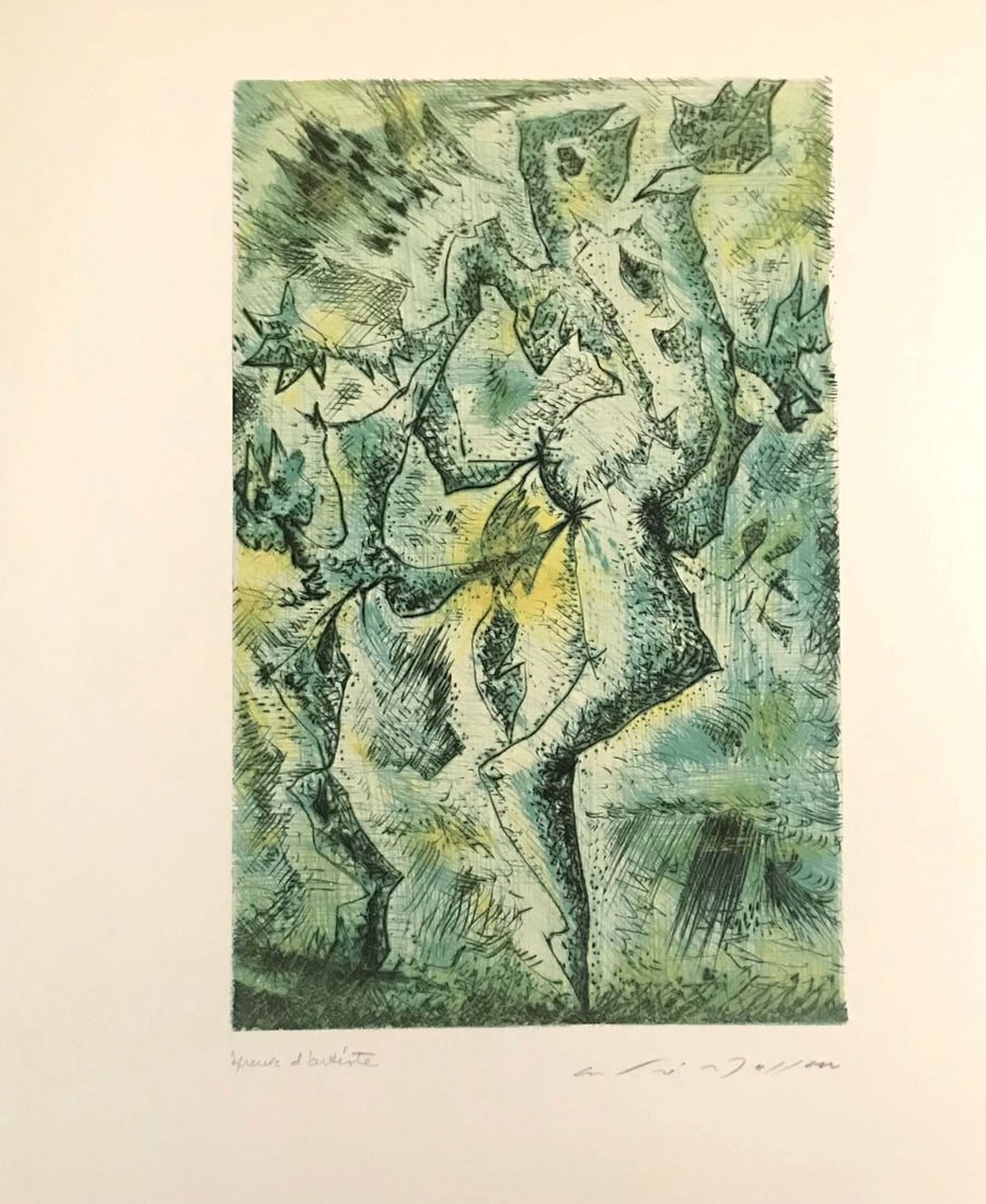 1973 Andre Masson Caprice villageois N.10: Artist: Andre Masson Country: France Title: Caprice villageois - 10 Medium: Offset Marks: Fascimile Signature Paper Size: 14 x 11.75 inch Printed: 1973 in Switzerland Provenance: Masson Graphik Ltd Ed