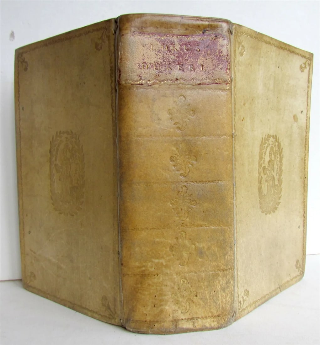 1744 ROMAN HISTORY w/ MAP BLINDSTAMPED VELLUM BINDING ANTIQUE (1 of 7)