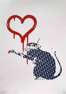 Death NYC Banksy Rat Dior: Artist/Title: Death NYC Banksy Rat DiorPeriod: 21st CenturyMedium: Giclee on Fine art 300 gsm paperDimensions: limited edition giclee on paper, out of eddition of 100 + AP, Hand signed in pencil,