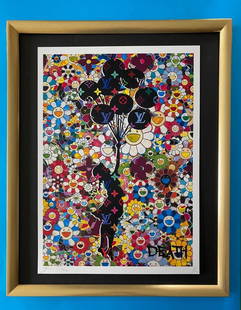 DEATH NYC Signed Large 16x20in Framed BANKSY MURAKAMI COA Graffiti Pop Art: This is a Stunning and Scarce 100% Authentic New Print by Death NYC Hand Signed and Numbered in Pencil by the Artist Limited Edition of 100 Large Size: 45cm x 32cm About 18x13in Fine Art 300 gsm