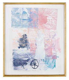 Arrow (Signed, Dated by Rauschenberg) Framed Modern 20th Century Pop Art Print 1983: About the Item Protean American artist Robert Rauschenberg, certainly among the top 5 greatest American artists of the second half of the 20th century (to me, the greatest), could do almost anything.