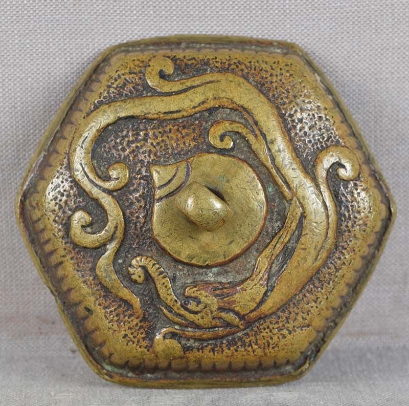 18c bronze SUIGARAAKE netsuke DRAGON & PEARL (1 of 6)