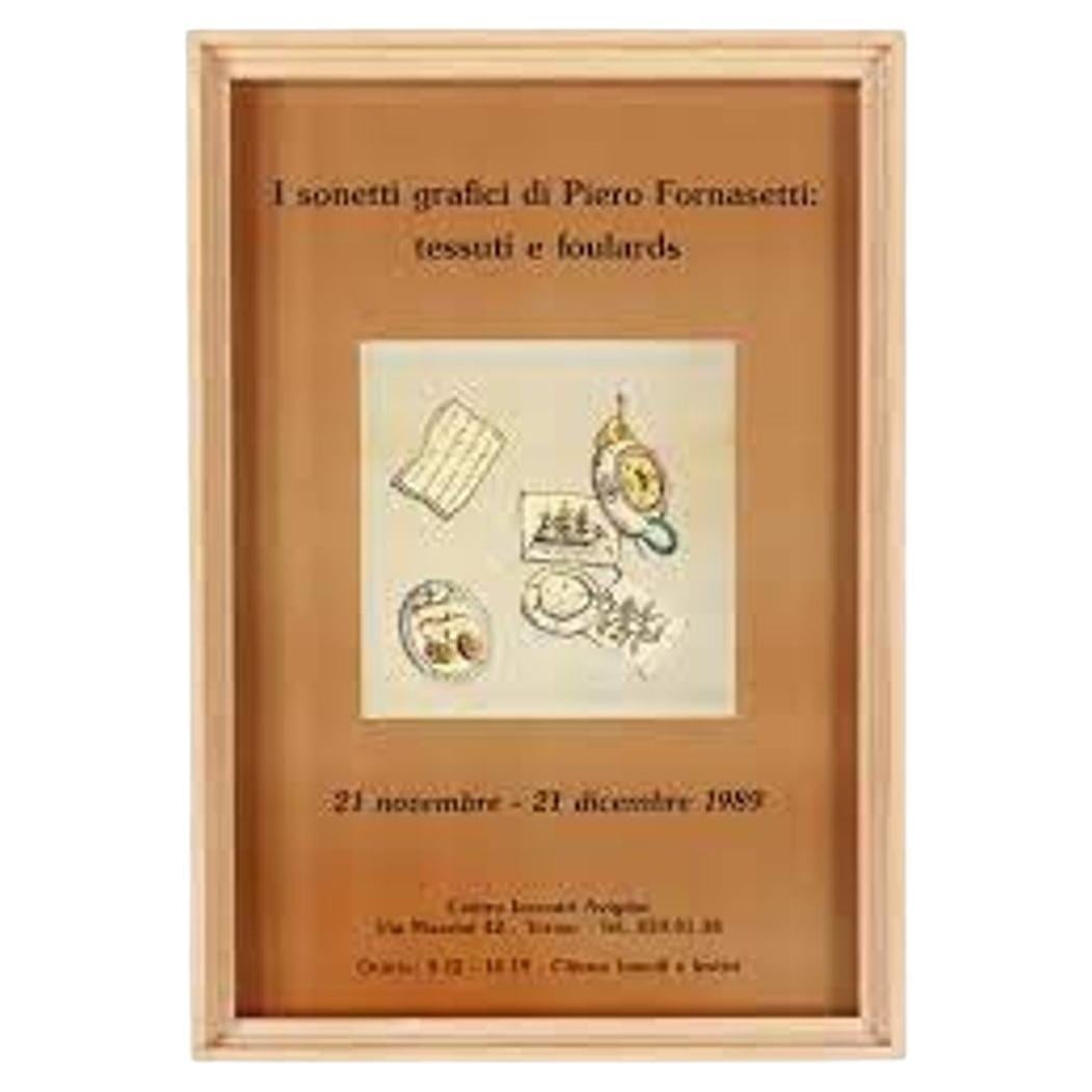 Piero Fornasetti, Mid-Century Modern, Exhibition Poster, Paper, Light Wood Frame: About the Item Mid-Century Modern Piero Fornasetti Exhibition Poster, Deocrative Art, Framed PIERO FORNASETTI (1913-1988) 'Fornasetti's Decorative Objects' poster Italy, 1989 Provenance: Christies, 20