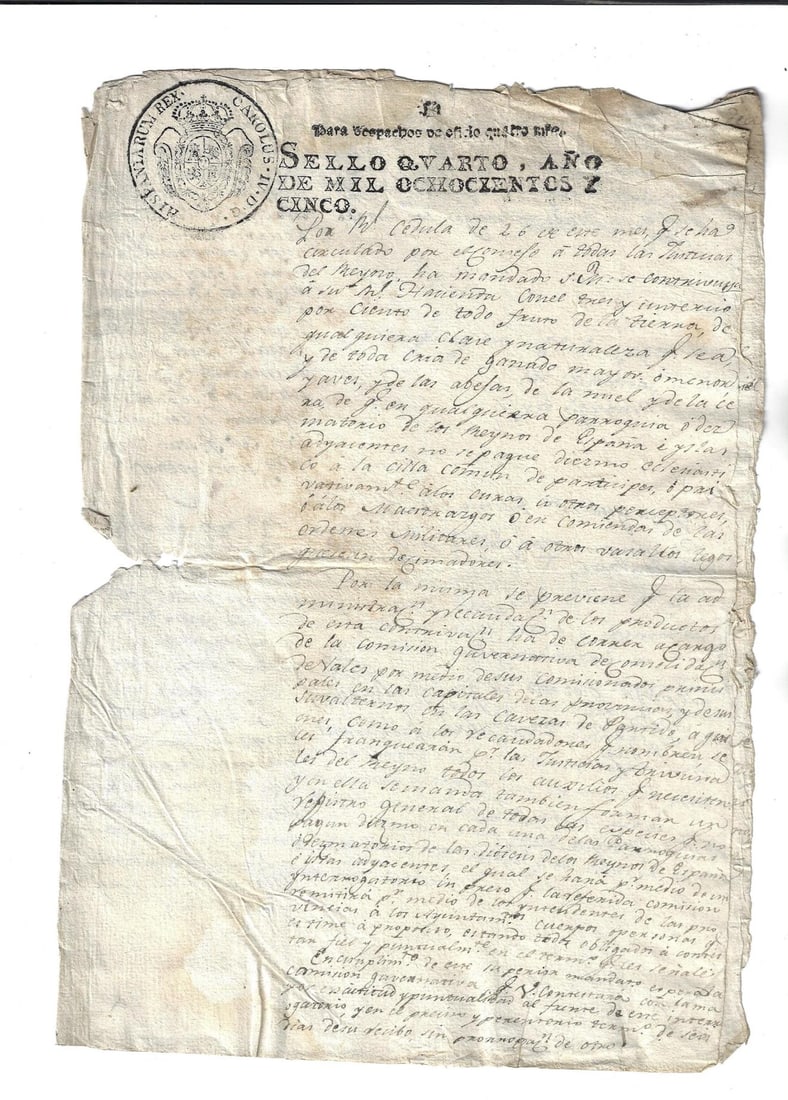 1805 Spanish Manuscript Legal Document (1 of 2)