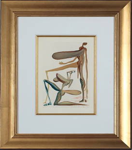 Dali framed woodcut Prodigality Purgatory 22: This Artwork is well framed with quality acid free mat with fillet, material and wood moulding finishing size 23.50 x 19.50 inch, finishing frame gold leaf Title: Prodigality - Purgatory 22