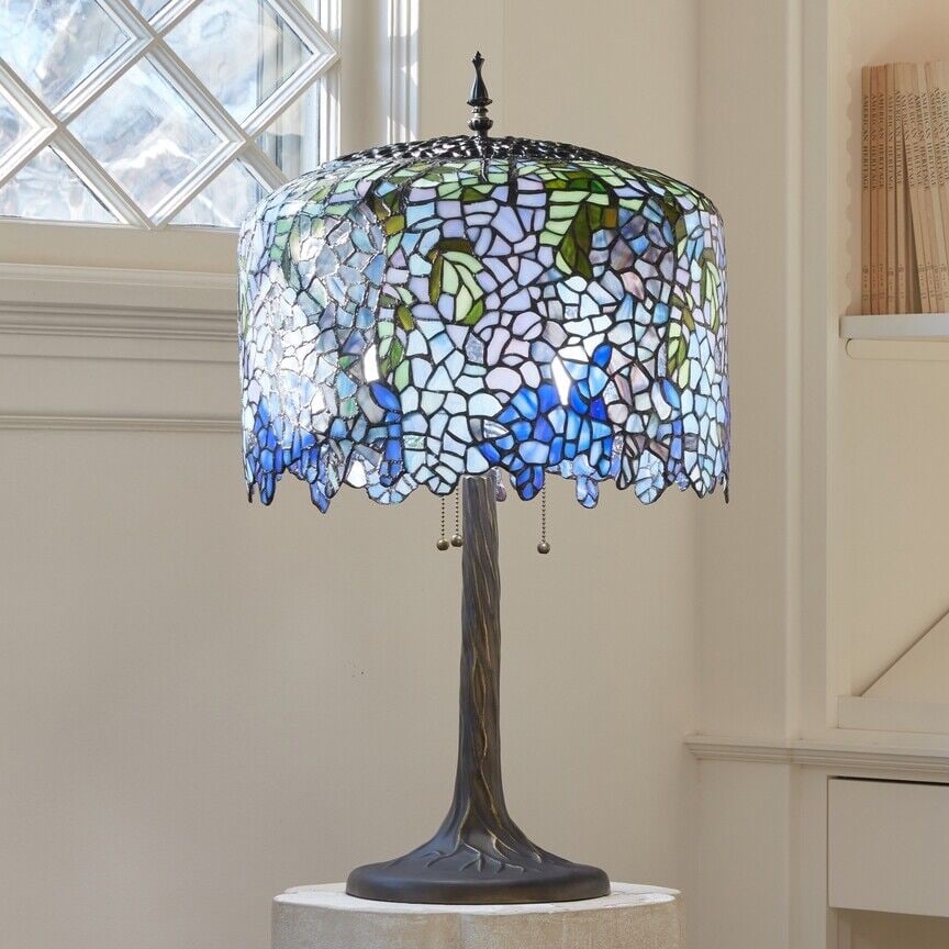 29.5" Wisteria Leaded Glass Stained Glass Table Lamp (1 of 10)