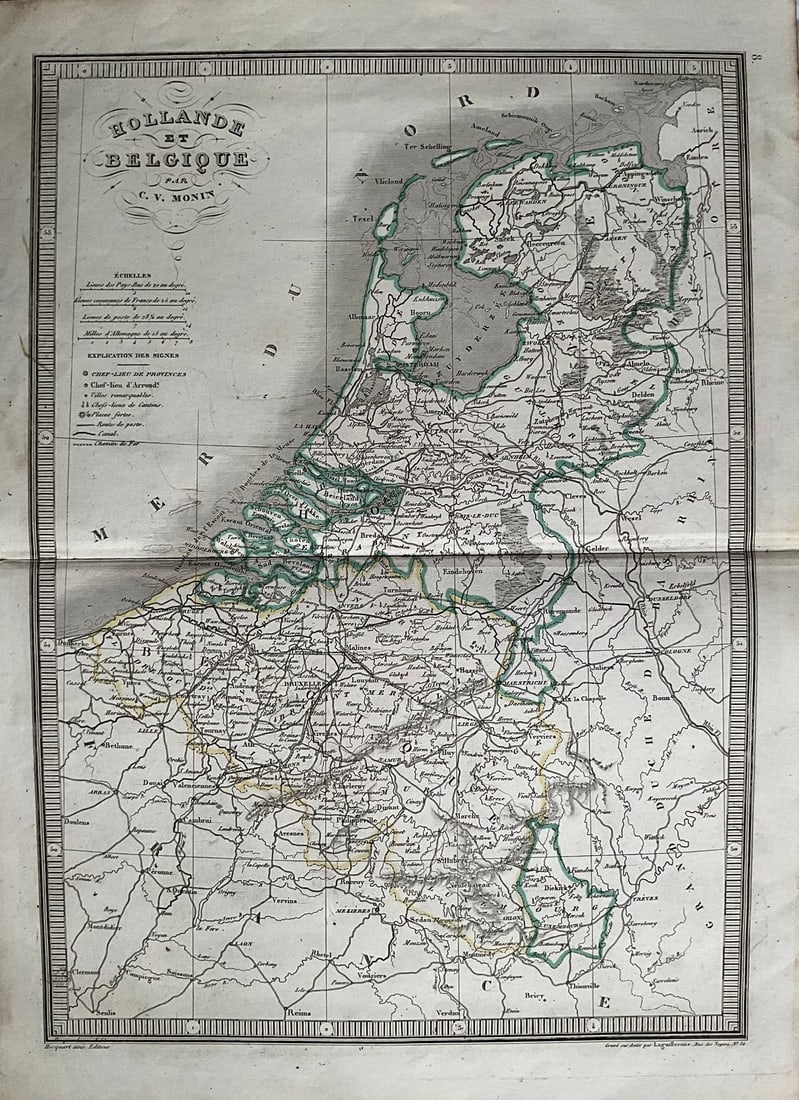 1839 Map of Netherlands and Belgium by Monin (1 of 1)