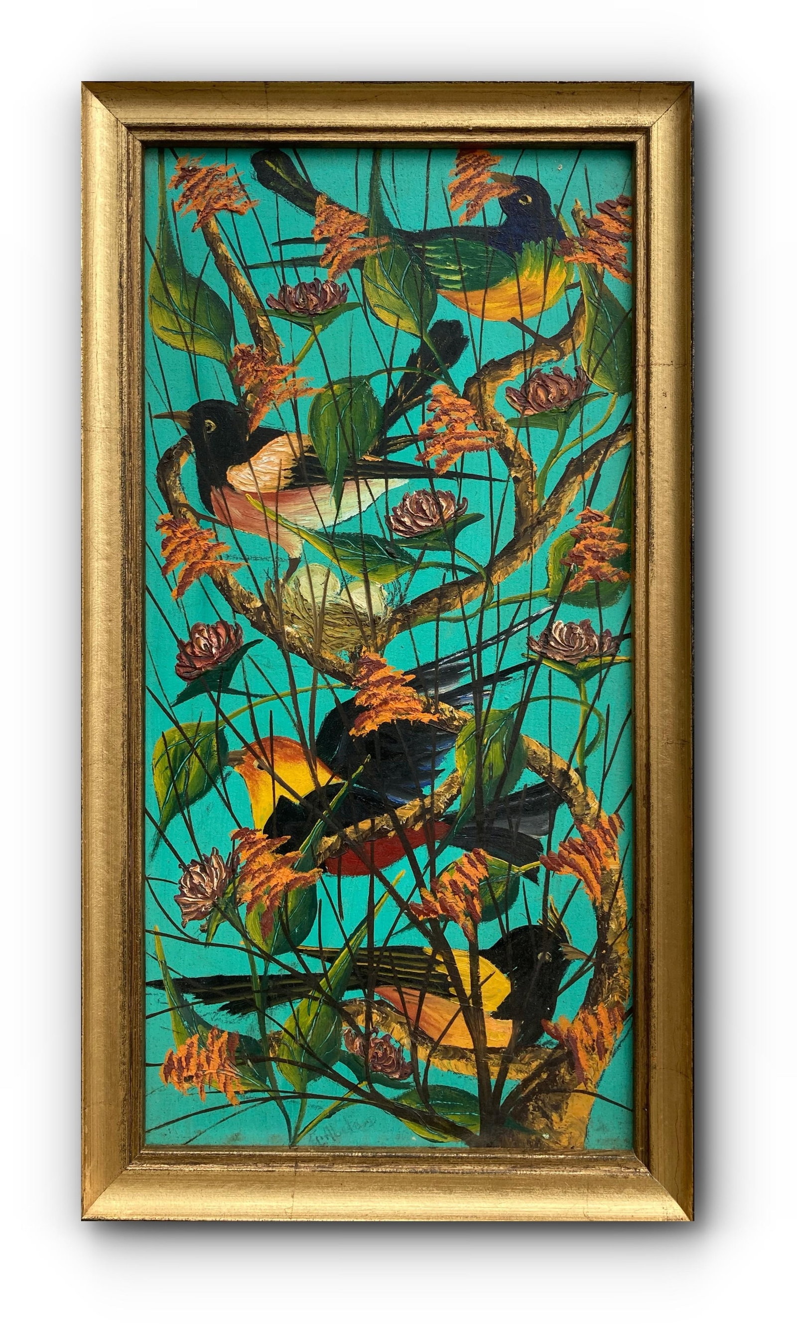 Birds in a Tree (framed) - Haitian Artist Gesner Abelard (1 of 3)