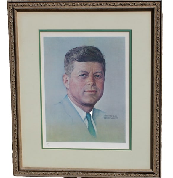 NORMAN ROCKWELL Stone Signed Artist's Proof Print of JOHN F. KENNEDY (1 of 5)