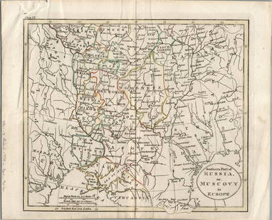 1816 MAP SOUTHERN PART OF RUSSIA or MUSCOVY in EUROPE copper engraving ANTIQUE: Antique engraved map of Southern part of Russia from A General Atlas, Being A Collection Of Maps Of The World And Quarters, Their Principal Empires, Kingdoms, &c. Containing Fifty Eight Maps And Chart