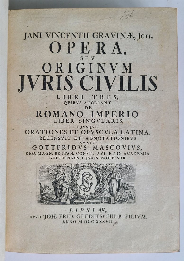 1737 HISTORY of LAW Originum juris civilis by G.V. Gravina antique in LATIN (1 of 9)