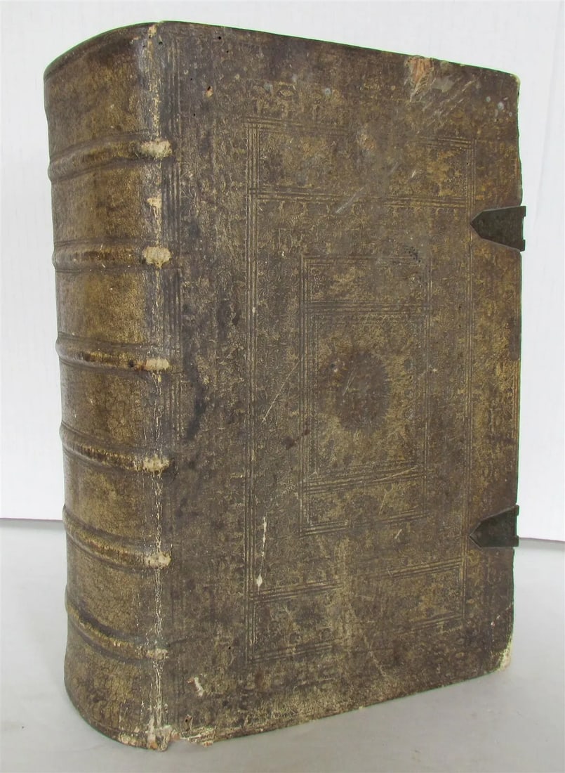 1730 BIBLE in LATIN & GERMAN MASSIVE FOLIO PIGSKIN BINDING antique BIBLIA SACRA (1 of 11)