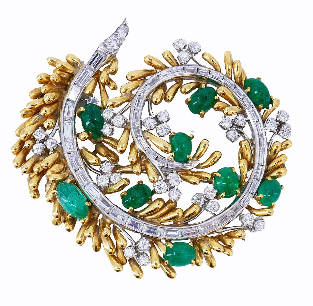 Vintage David WEBB BROOCH Pin Pendant 18k Gold Gems Estate Jewelry (1 of 8)