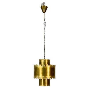 Mid-Century Modern Brutalist Chandelier / Pendant by Tom Greene, Patinated Brass: About the Item Small Mid-Century Modern Brutalist Chandelier / Pendant by Tom Greene, Patinated Brass Tom Greene for Feldman Lighting Co. Patinated Brass United States, 1960s 40" H x 11" Diameter Crea