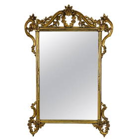 Italian Wall, Console, Mantle or Pier Mirror, 1930s, Gilt Gold, Carved (1 of 20)