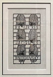 Jacques Hnizdovsky: "Ex libris", woodcut: Artist: Jacques HnizdovskyTitle: "Ex libris", woodcutDate: 1970sMedium: Woodcut, paperDimensions: 32.5 x 27.5Additional Information: 5% of the purchase amount will be transferred to the fund for