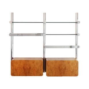 1970s Aluminum and Glass Orba Wall Unit by Janet Schweitzer for Pace Collection: A stunning aluminum and glass Orba wall unit designed by Janet Schweitzer for the Pace Collection in 1974 with peak space age styling: innovative, sophisticated, and minimalist. Ingeniously designed w