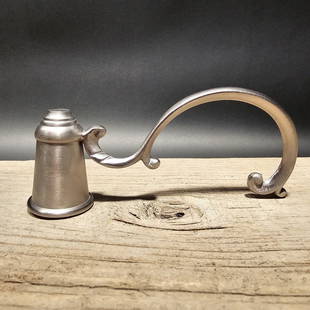 Pewter Plated Candle Snuffer: 5 1/2" Long Nice Replica pewter plated candle snuffer. Great early American design! Reserve: $20.00 Shipping: Domestic: Flat-rate of $8.00 to anywhere within the contiguous U.S. International: Foreign