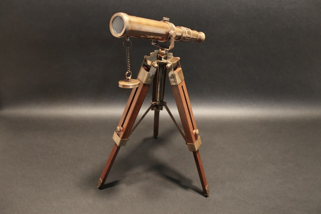 Solid Brass Telescope & Wood Tripod (1 of 12)
